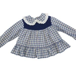 Vintage Toddler Girl Plaid Tunic Top Size 3T